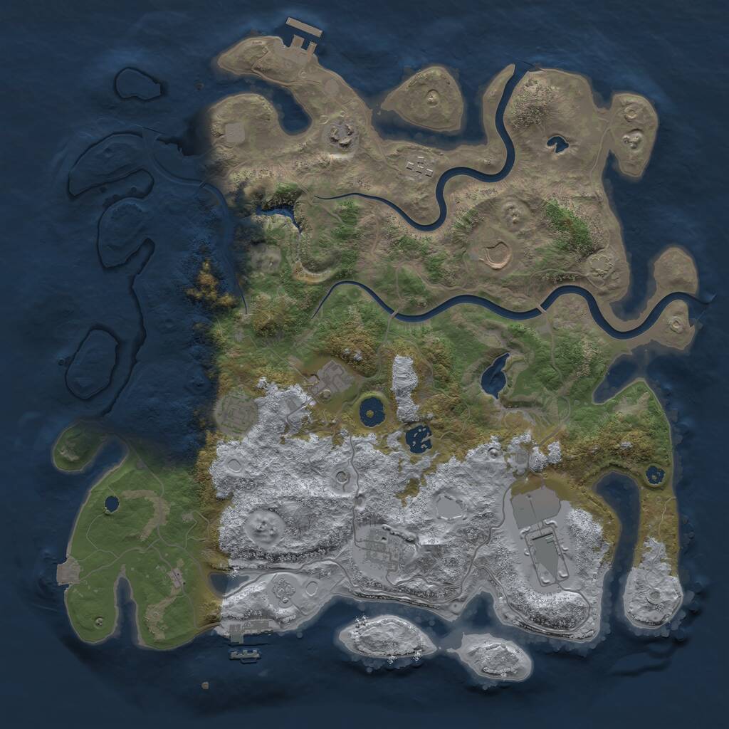 Rust Map: Procedural Map, Size: 4000, Seed: 354173451, 14 Monuments