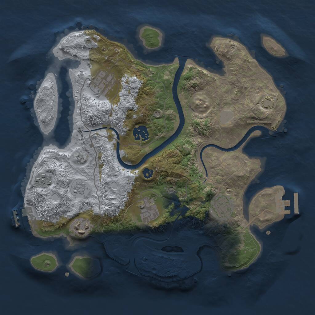 Rust Map: Procedural Map, Size: 3000, Seed: 1987743335, 12 Monuments