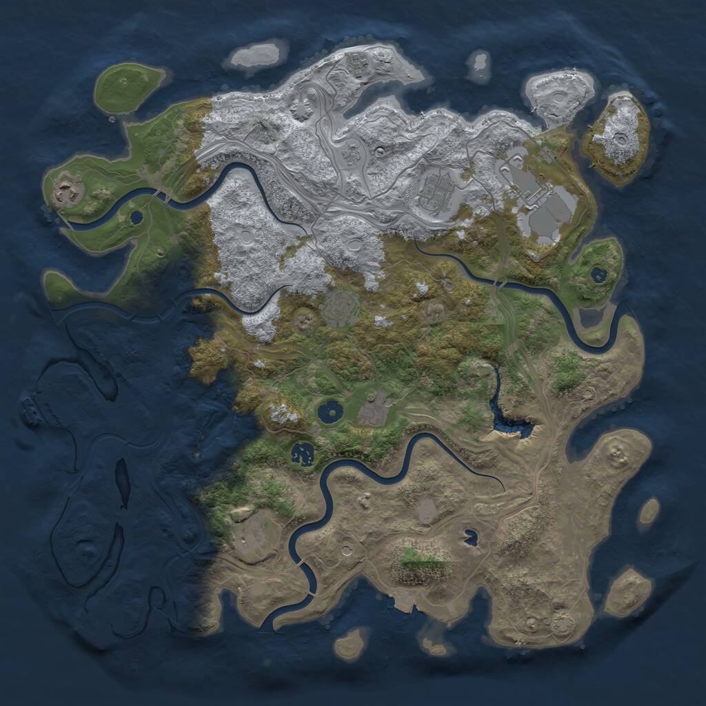 Rust Map: Procedural Map, Size: 4400, Seed: 43245324, 14 Monuments