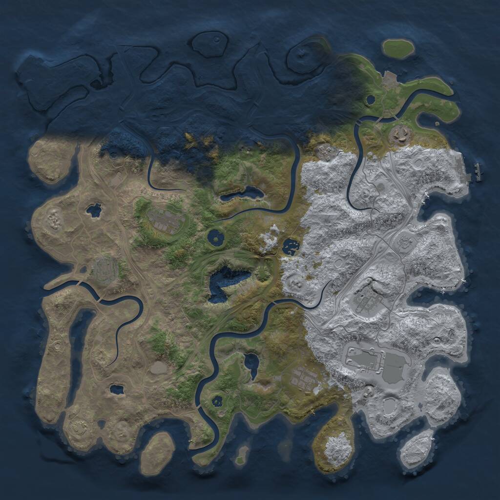 Rust Map: Procedural Map, Size: 4500, Seed: 710274939, 14 Monuments