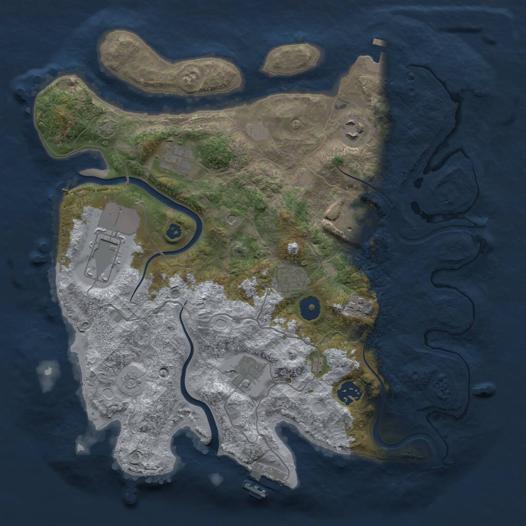 Rust Map: Procedural Map, Size: 3500, Seed: 1907809228, 14 Monuments