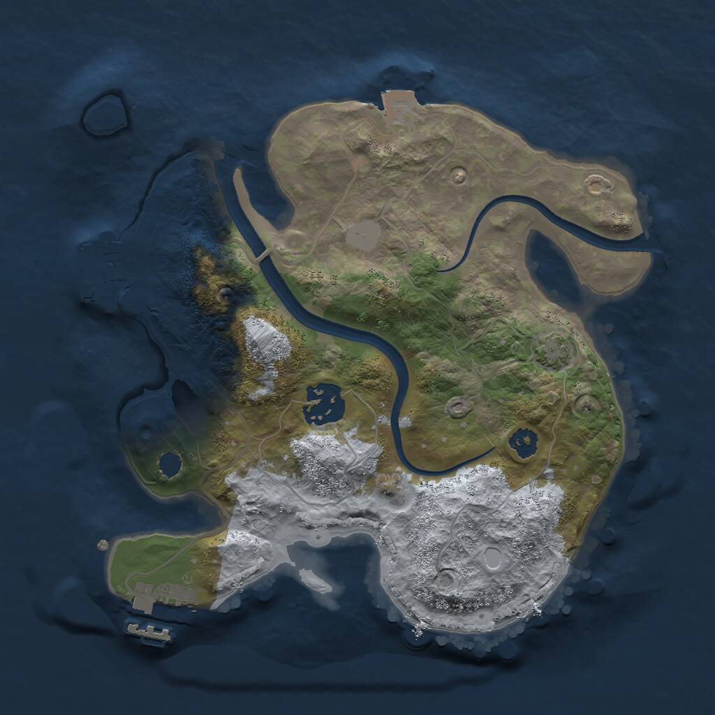 Rust Map: Procedural Map, Size: 2500, Seed: 1253273250, 5 Monuments
