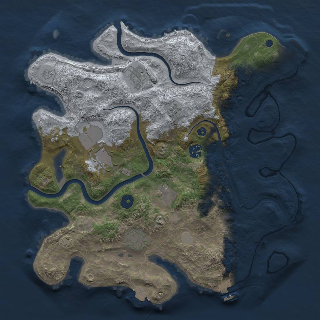 Rust Map: Procedural Map, Size: 3500, Seed: 1649605501, 12 Monuments