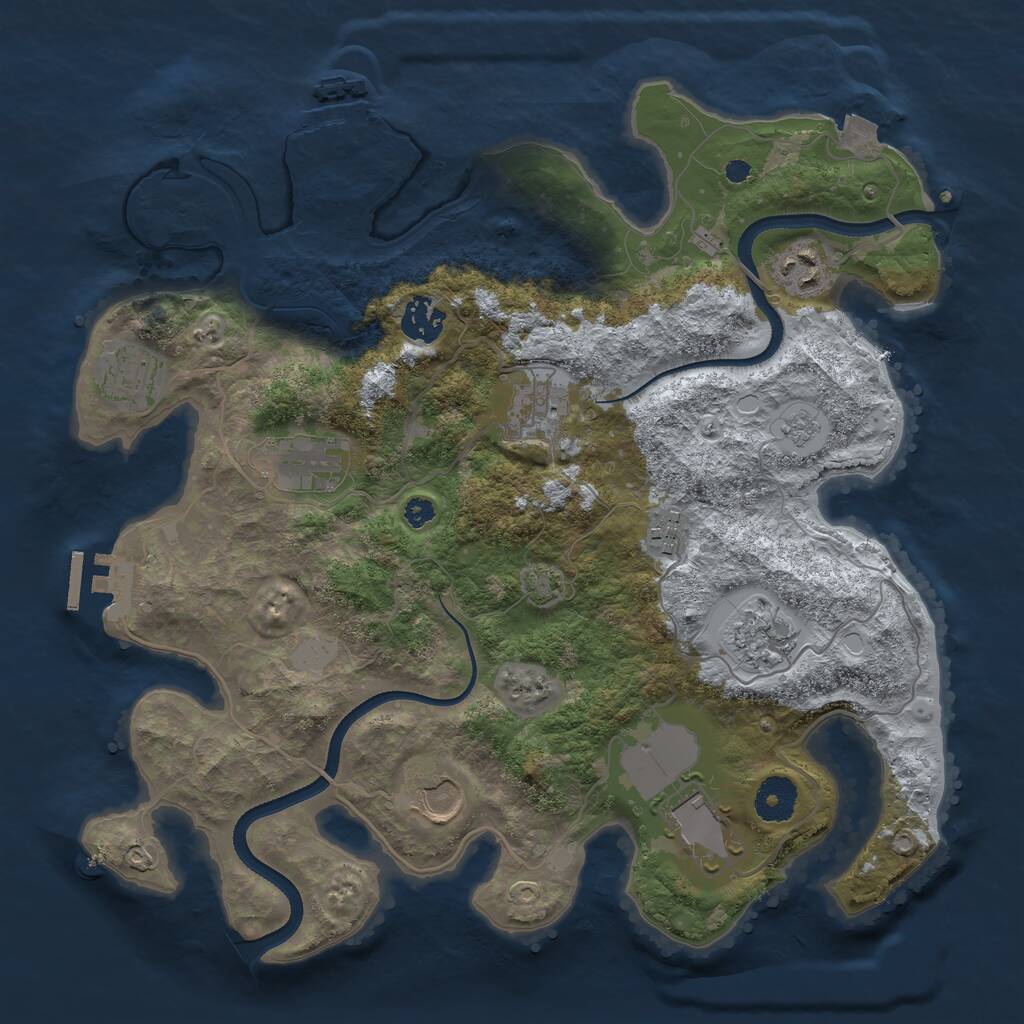 Rust Map: Procedural Map, Size: 3500, Seed: 110766682, 14 Monuments