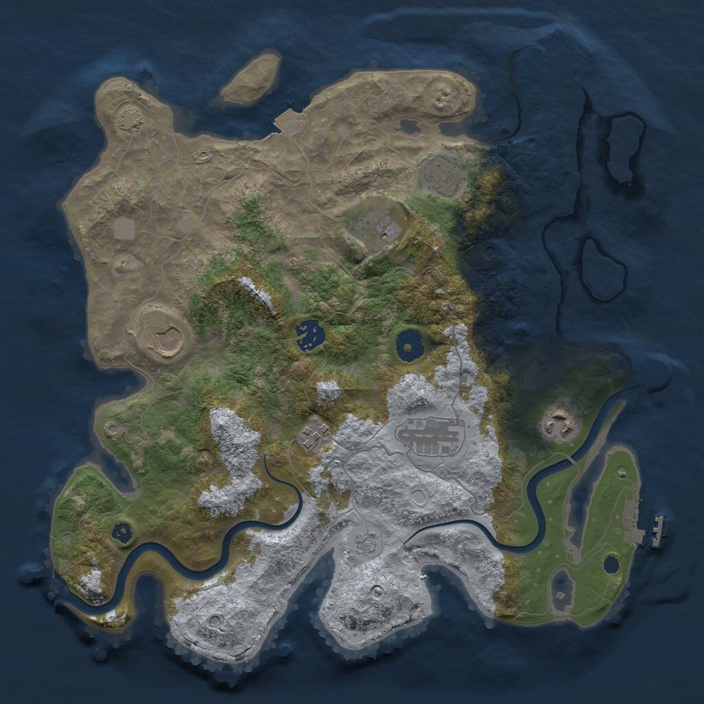 Rust Map: Procedural Map, Size: 3500, Seed: 1655440431, 13 Monuments