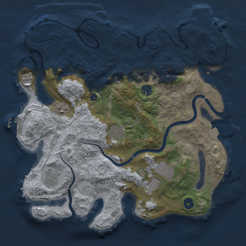 Rust Map: Procedural Map, Size: 3500, Seed: 327271391, 12 Monuments