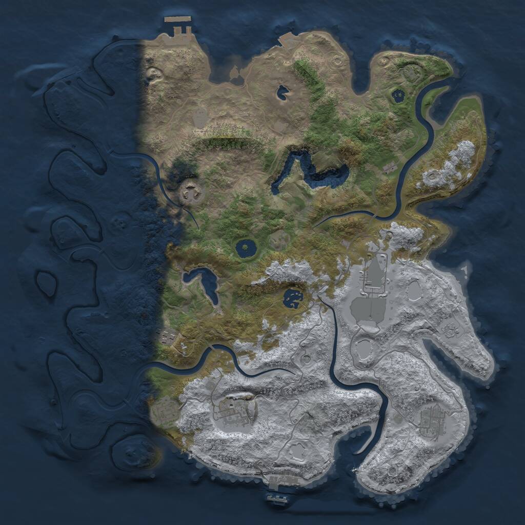 Rust Map: Procedural Map, Size: 4000, Seed: 590619828, 13 Monuments