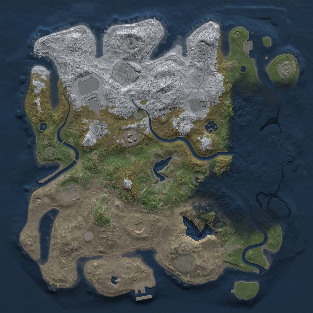 Rust Map: Procedural Map, Size: 4000, Seed: 1284808886, 16 Monuments
