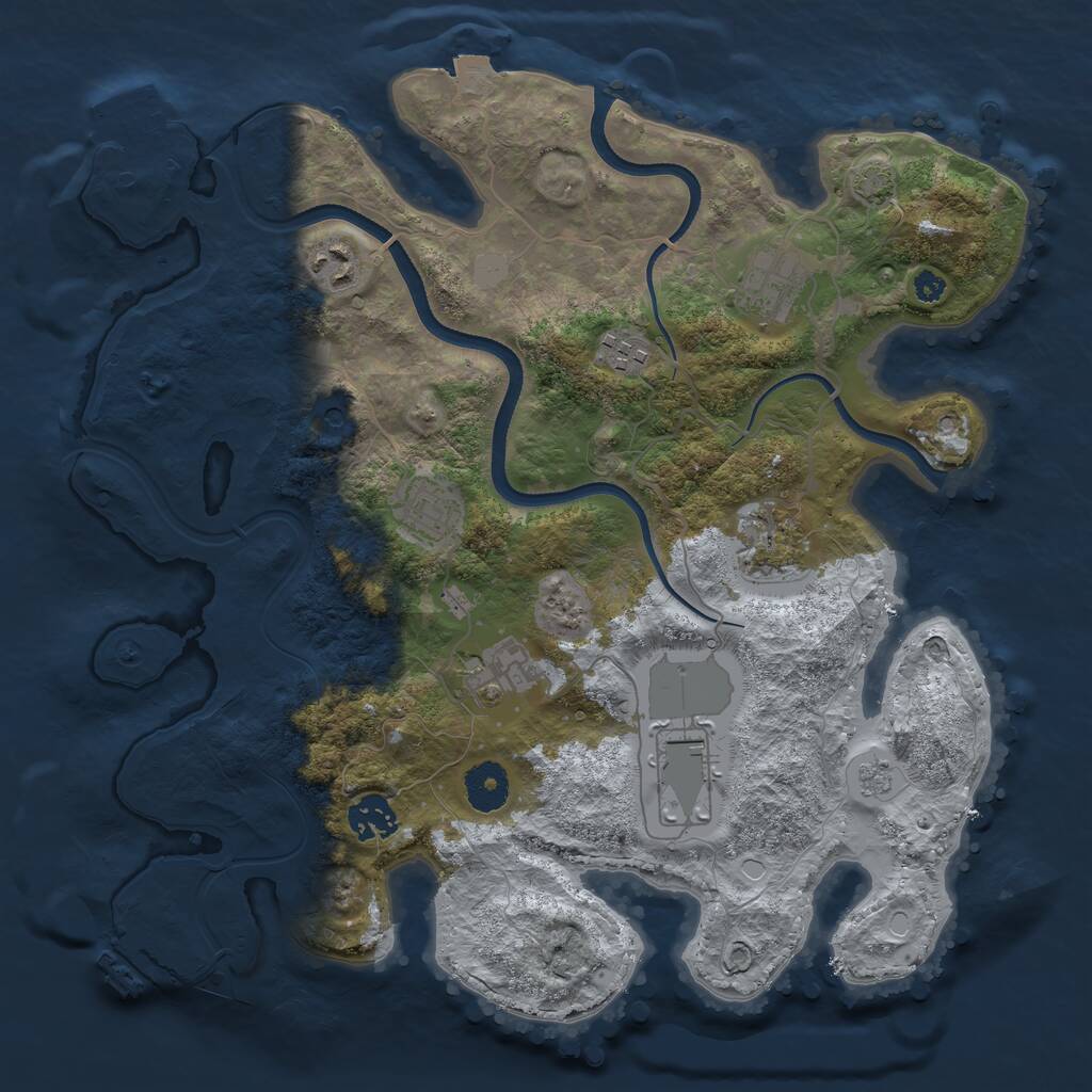 Rust Map: Procedural Map, Size: 3500, Seed: 1079191842, 14 Monuments