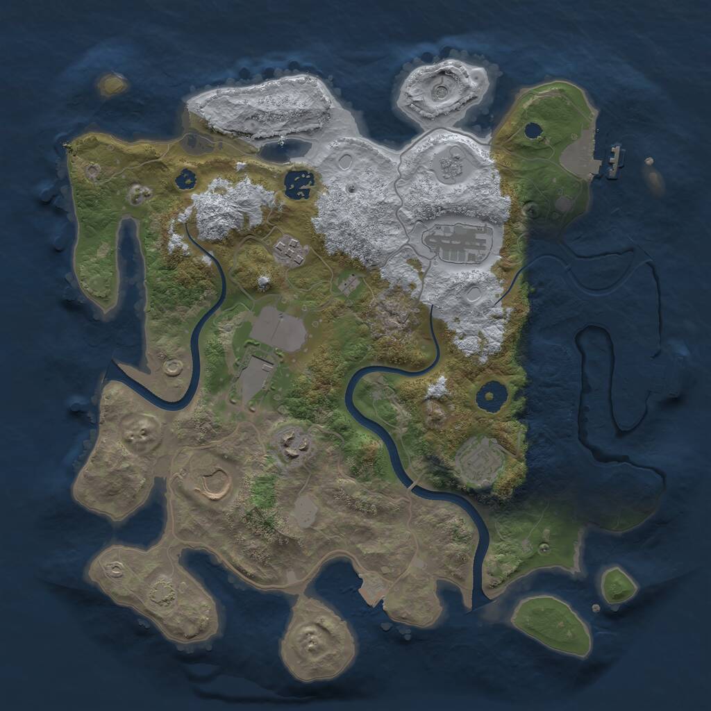 Rust Map: Procedural Map, Size: 3500, Seed: 1592494436, 13 Monuments