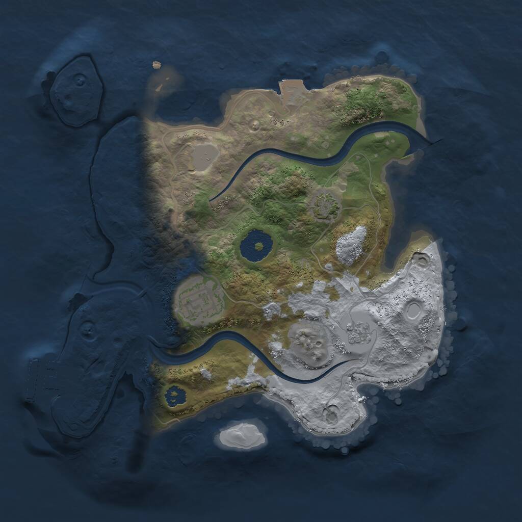 Rust Map: Procedural Map, Size: 2500, Seed: 5020, 5 Monuments
