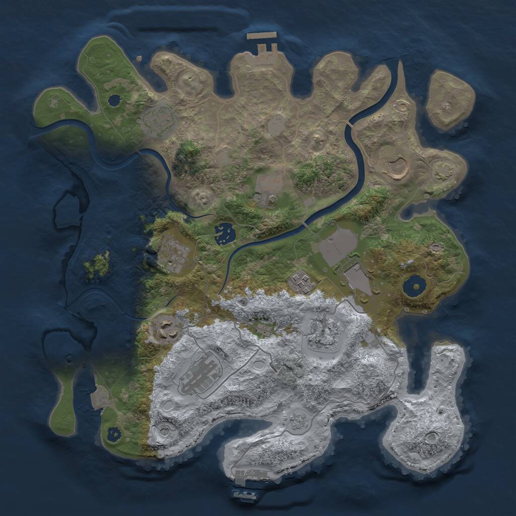 Rust Map: Procedural Map, Size: 3500, Seed: 95544498, 16 Monuments