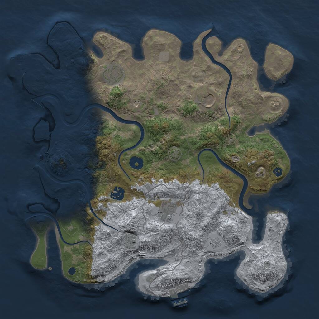 Rust Map: Procedural Map, Size: 3500, Seed: 95544498, 11 Monuments