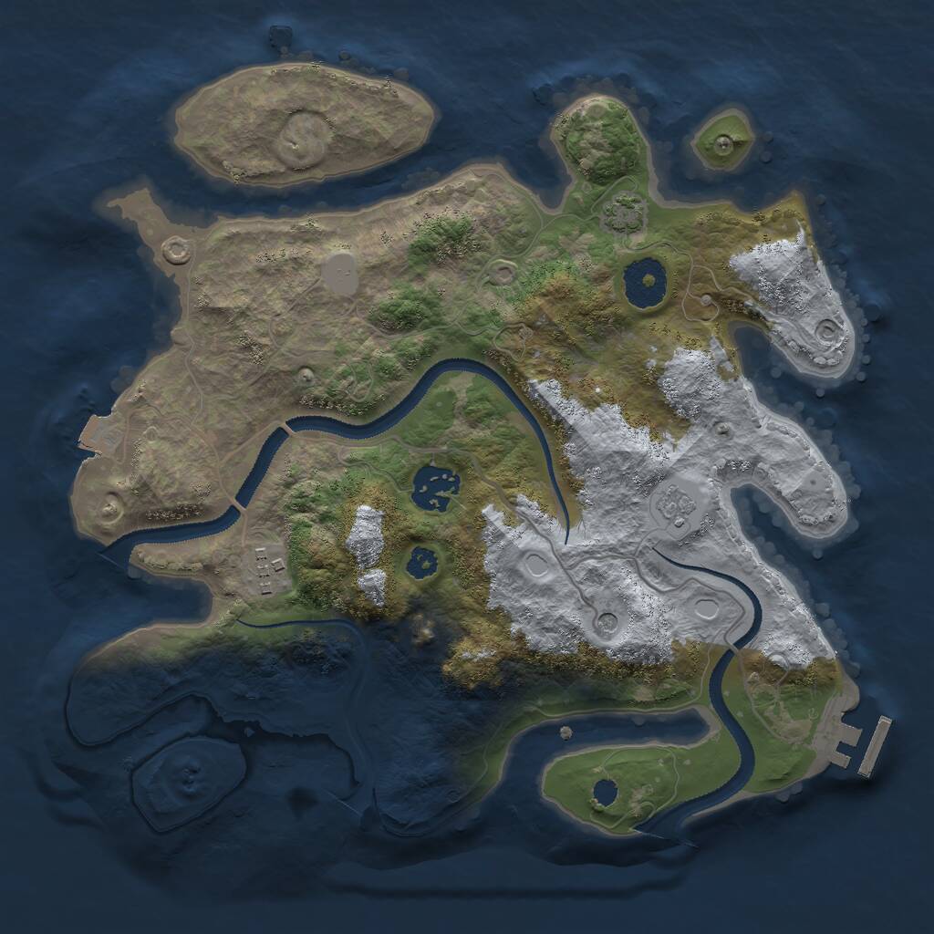 Rust Map: Procedural Map, Size: 3000, Seed: 27135, 7 Monuments