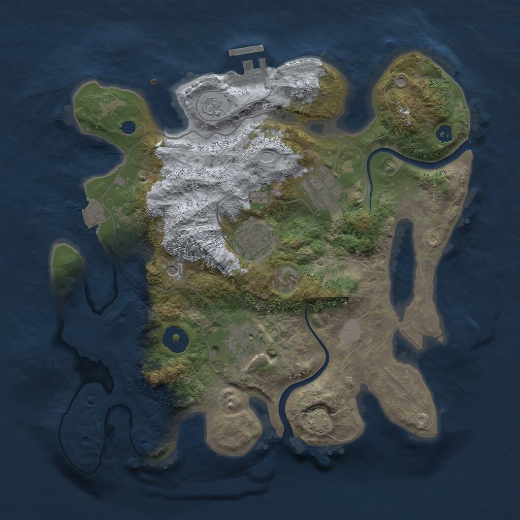 Rust Map: Procedural Map, Size: 3000, Seed: 9058623, 8 Monuments