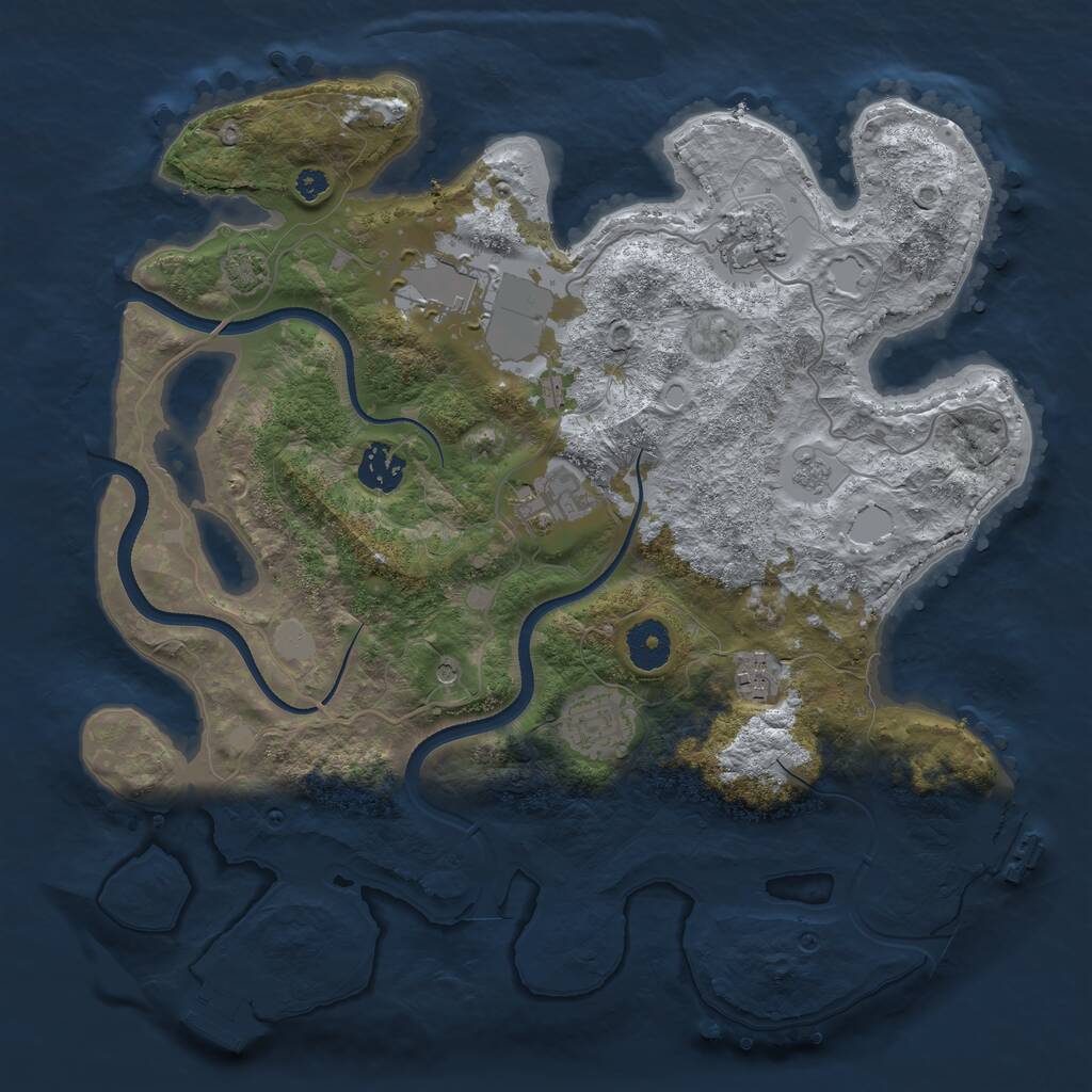 Rust Map: Procedural Map, Size: 3500, Seed: 434098699, 12 Monuments
