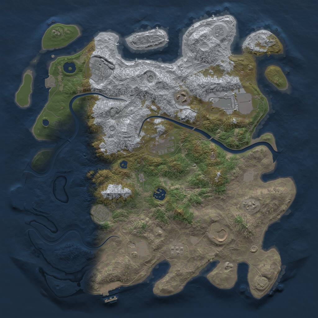 Rust Map: Procedural Map, Size: 3900, Seed: 2047726366, 15 Monuments