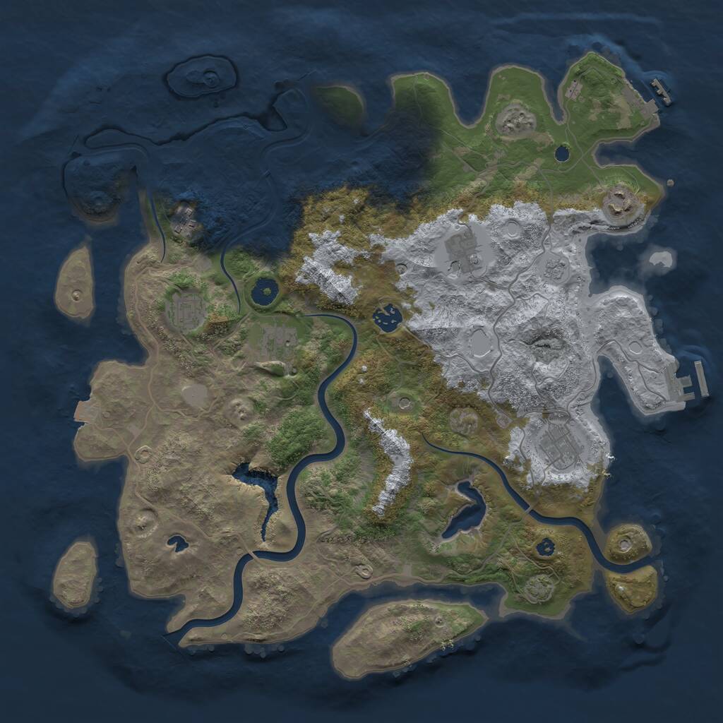 Rust Map: Procedural Map, Size: 4000, Seed: 716779347, 13 Monuments