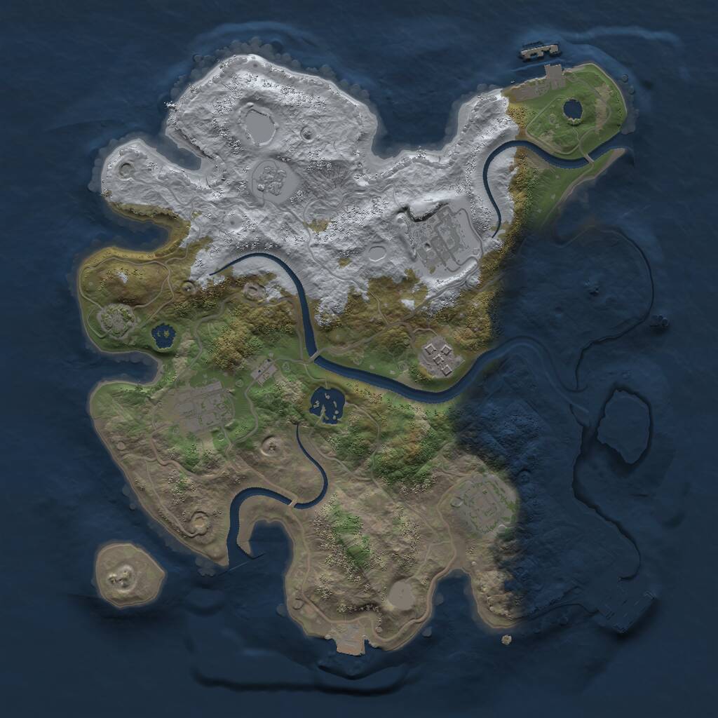 Rust Map: Procedural Map, Size: 3000, Seed: 504209, 10 Monuments