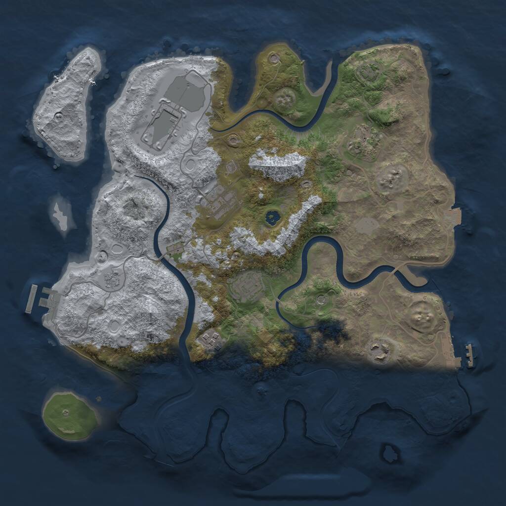 Rust Map: Procedural Map, Size: 3500, Seed: 1975008567, 12 Monuments