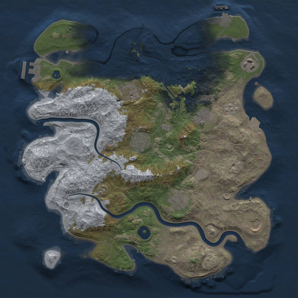 Rust Map: Procedural Map, Size: 3500, Seed: 1030943713, 13 Monuments
