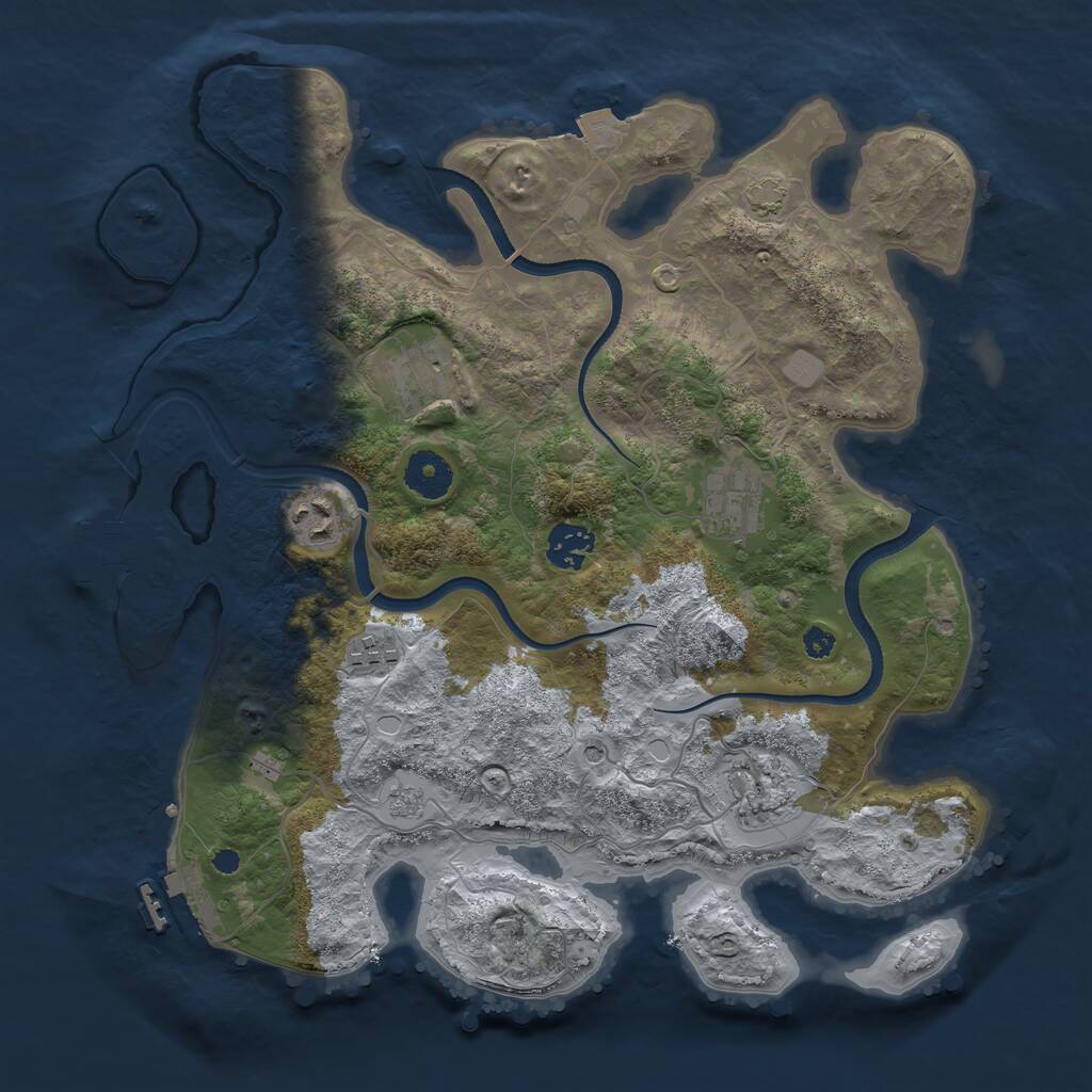 Rust Map: Procedural Map, Size: 3500, Seed: 407127134, 12 Monuments