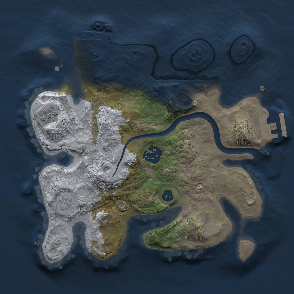 Rust Map: Procedural Map, Size: 2500, Seed: 2144582497, 7 Monuments