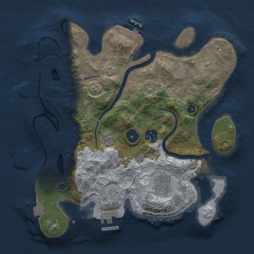 Rust Map: Procedural Map, Size: 3000, Seed: 31572, 9 Monuments