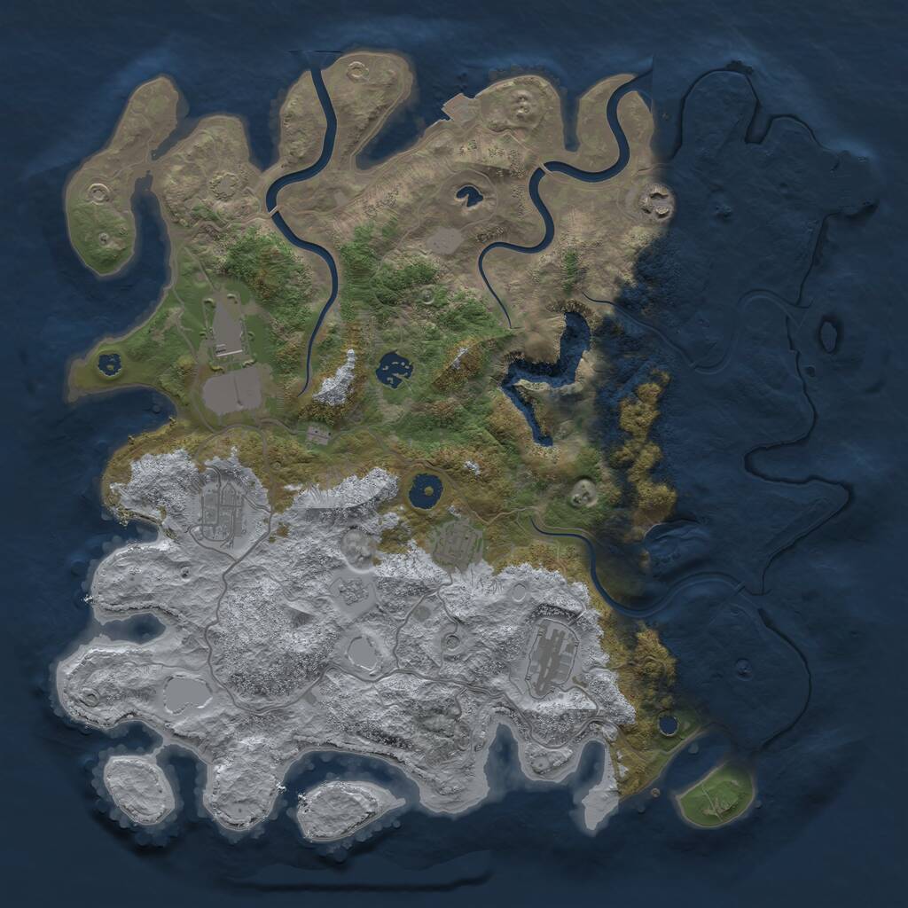 Rust Map: Procedural Map, Size: 4000, Seed: 1401925951, 11 Monuments