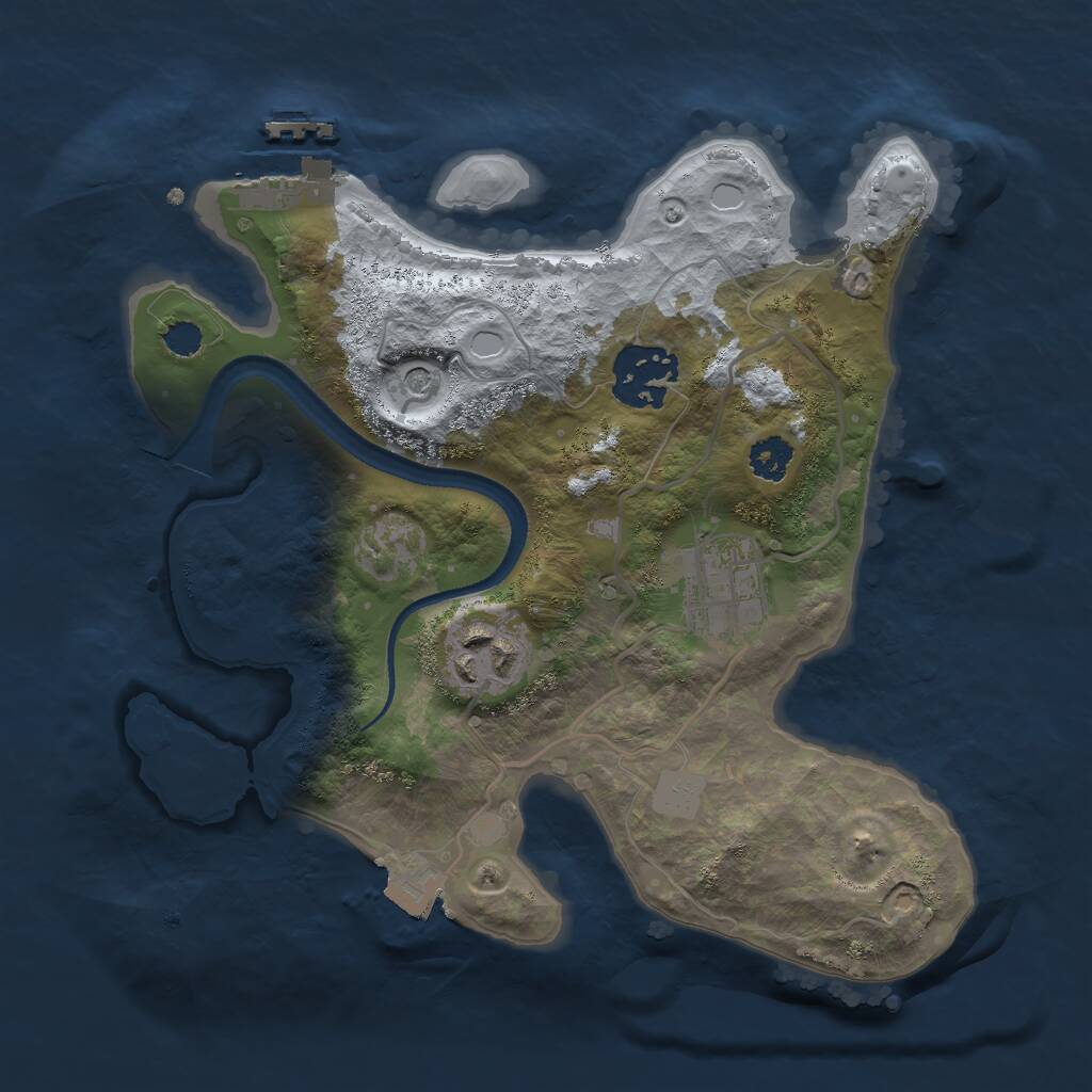 Rust Map: Procedural Map, Size: 2500, Seed: 77795, 6 Monuments