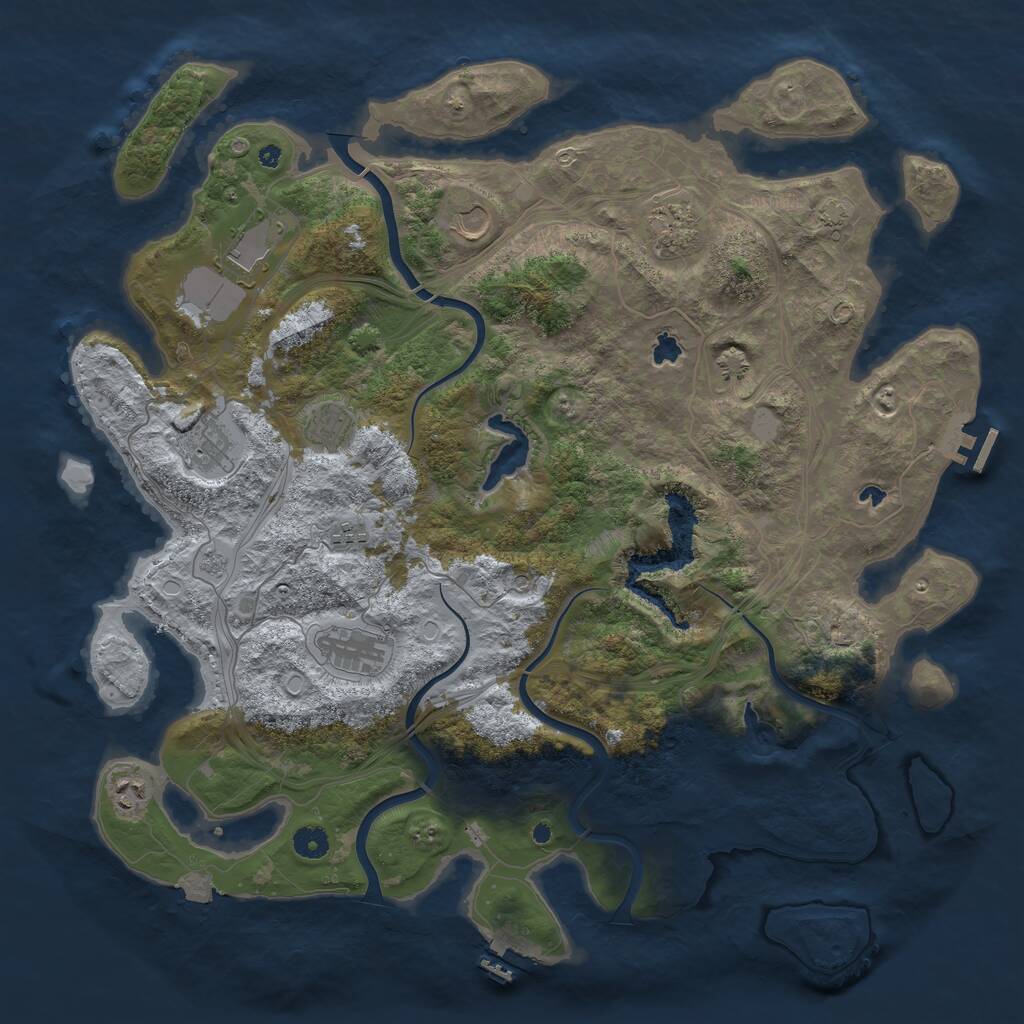 Rust Map: Procedural Map, Size: 4500, Seed: 2037220196, 14 Monuments
