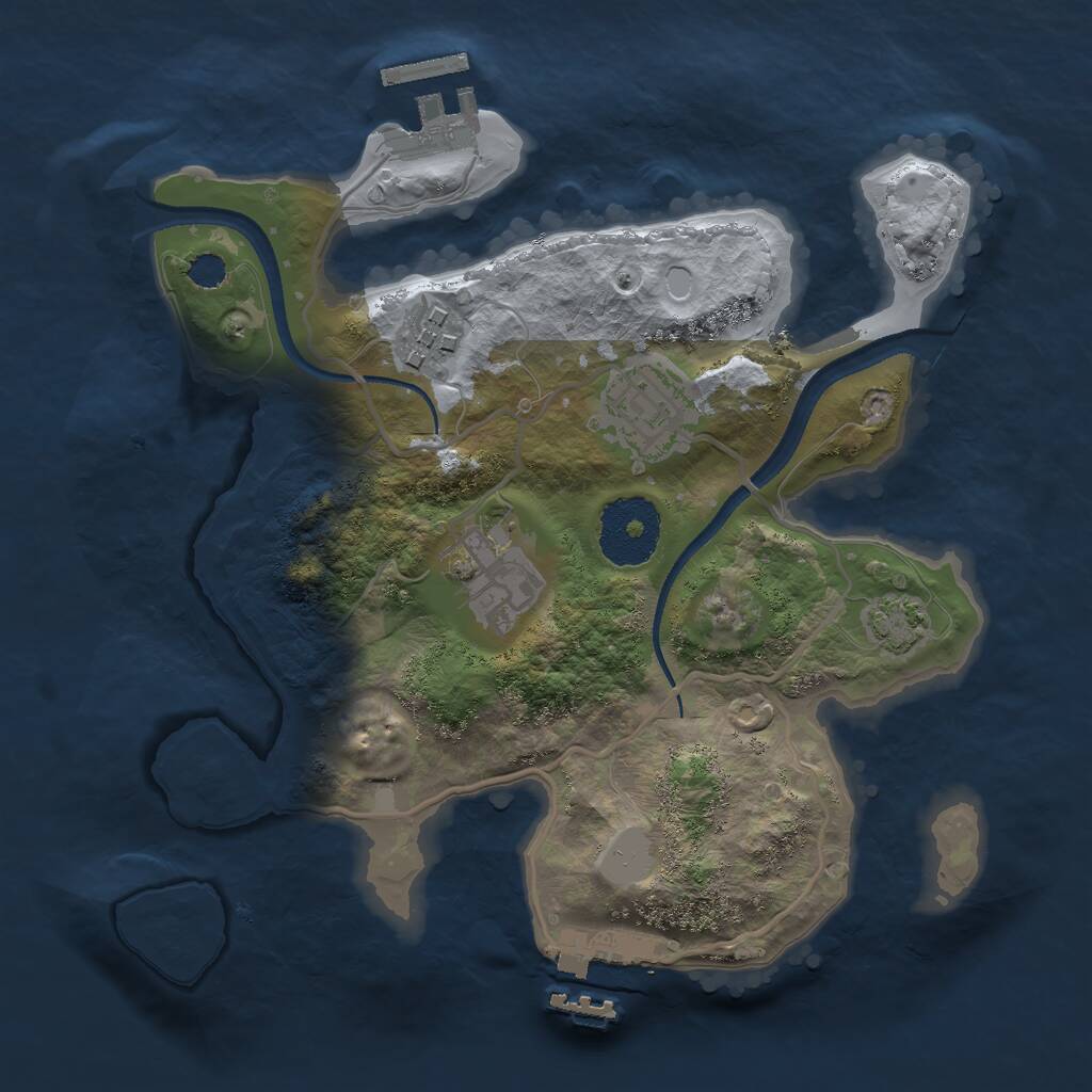 Rust Map: Procedural Map, Size: 2500, Seed: 337617930, 7 Monuments