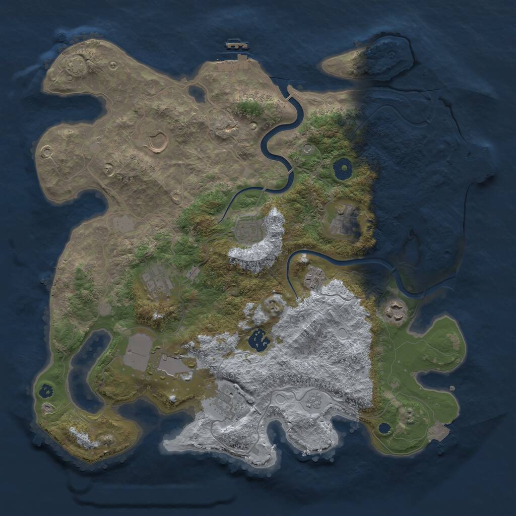 Rust Map: Procedural Map, Size: 3750, Seed: 1043067355, 15 Monuments