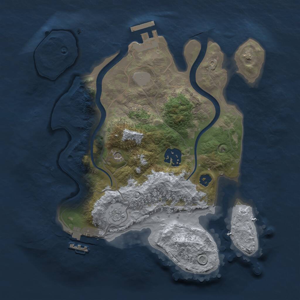 Rust Map: Procedural Map, Size: 2500, Seed: 51111112, 6 Monuments