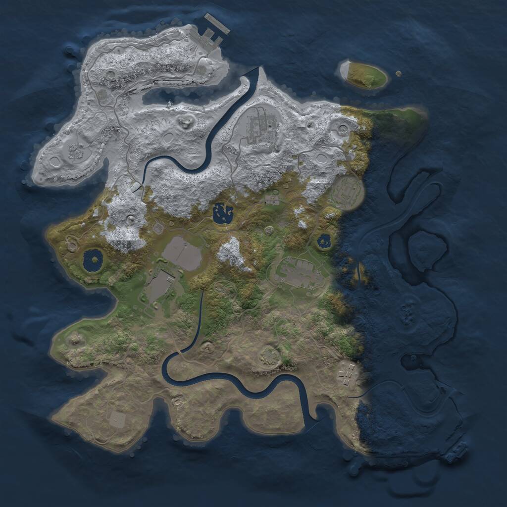 Rust Map: Procedural Map, Size: 3500, Seed: 1263816788, 12 Monuments