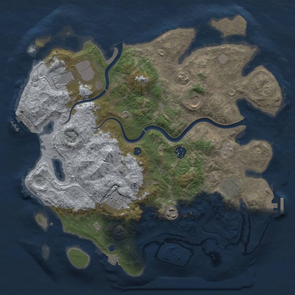 Rust Map: Procedural Map, Size: 3750, Seed: 1905353535, 13 Monuments