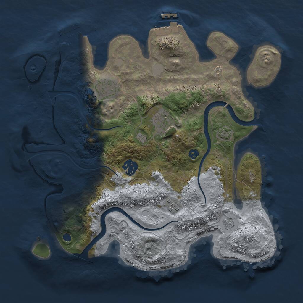 Rust Map: Procedural Map, Size: 3000, Seed: 659874, 9 Monuments