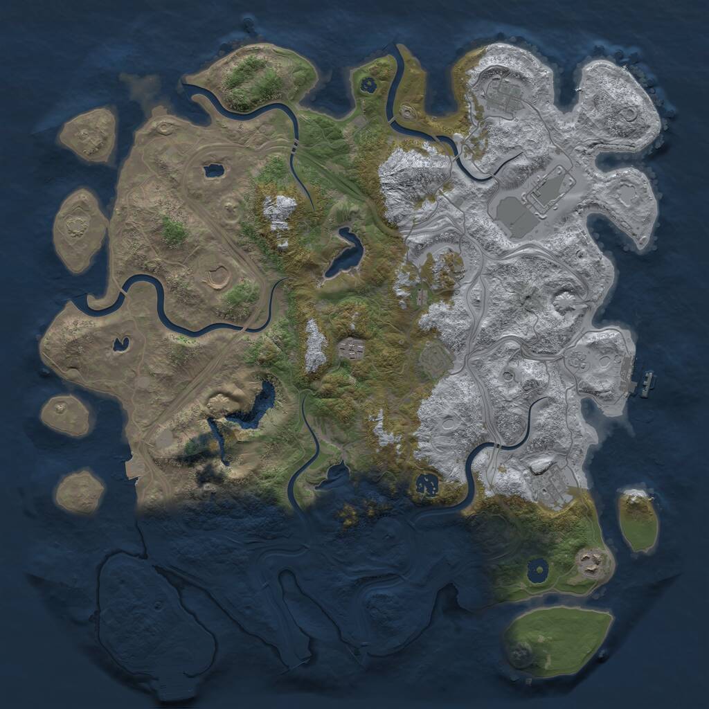 Rust Map: Procedural Map, Size: 4500, Seed: 78054, 15 Monuments