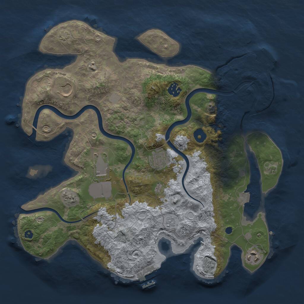 Rust Map: Procedural Map, Size: 3500, Seed: 980944048, 11 Monuments