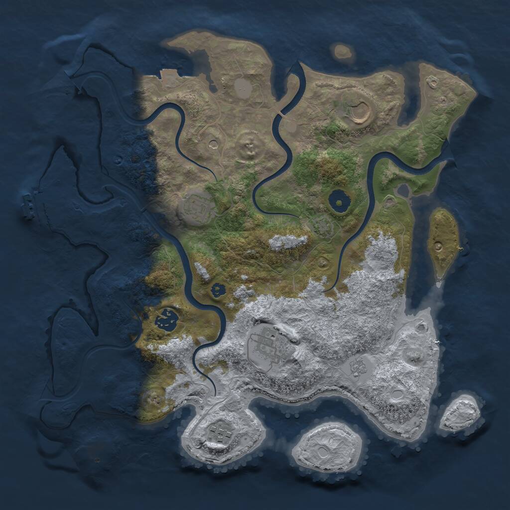 Rust Map: Procedural Map, Size: 3500, Seed: 1754482551, 10 Monuments
