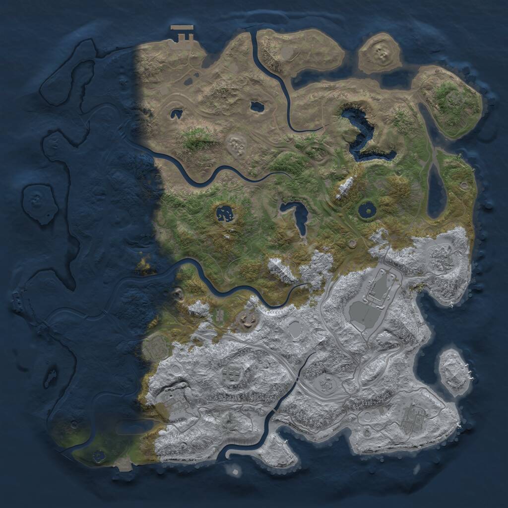 Rust Map: Procedural Map, Size: 4500, Seed: 637348743, 14 Monuments