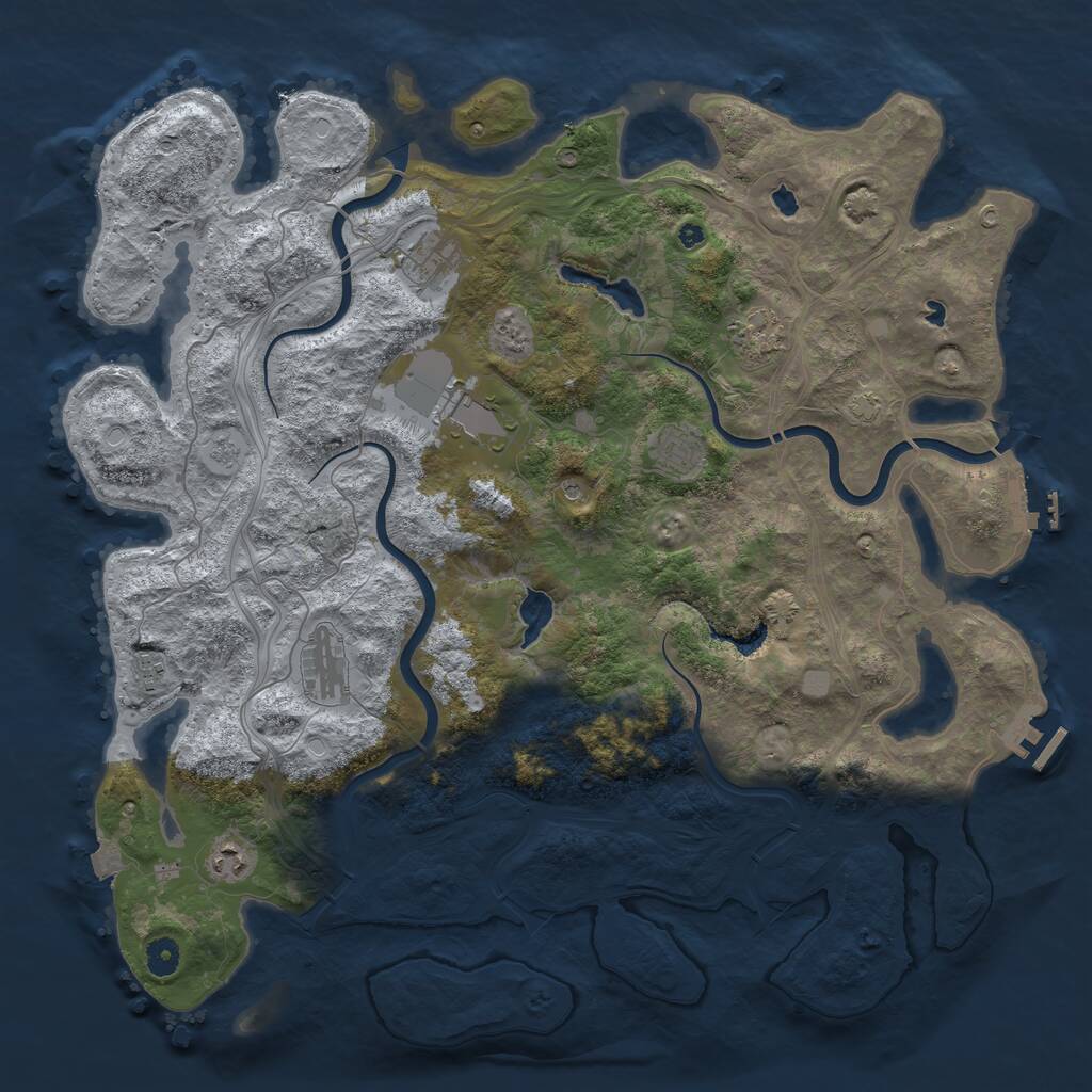 Rust Map: Procedural Map, Size: 4500, Seed: 53512, 13 Monuments