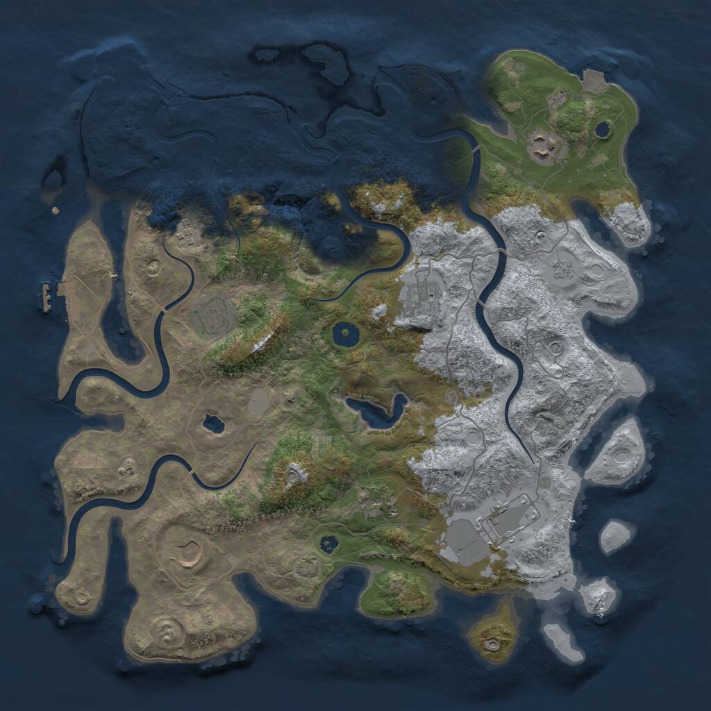 Rust Map: Procedural Map, Size: 4000, Seed: 464749925, 13 Monuments