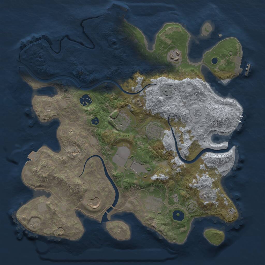 Rust Map: Procedural Map, Size: 3500, Seed: 154722131, 14 Monuments