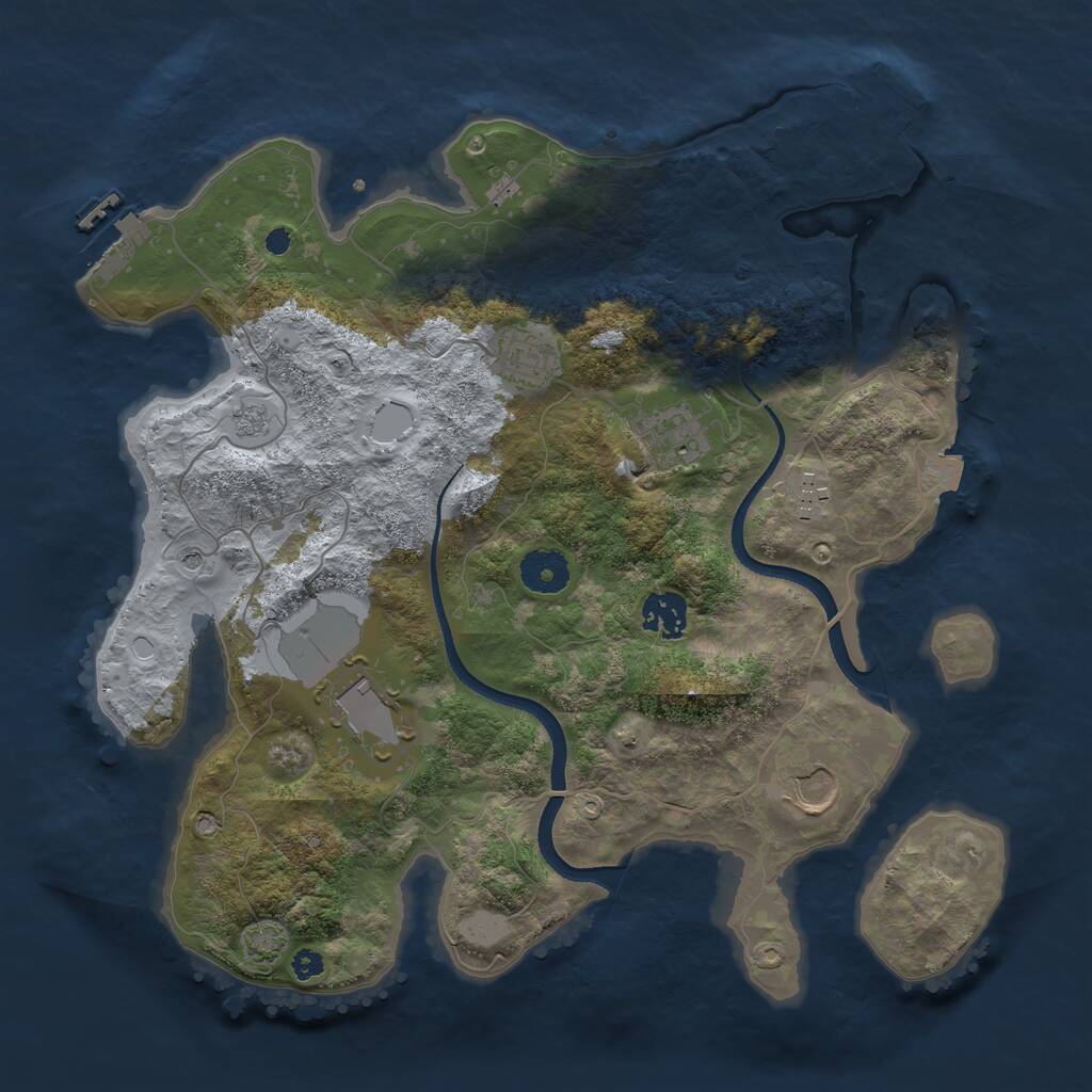 Rust Map: Procedural Map, Size: 3500, Seed: 1847315644, 12 Monuments