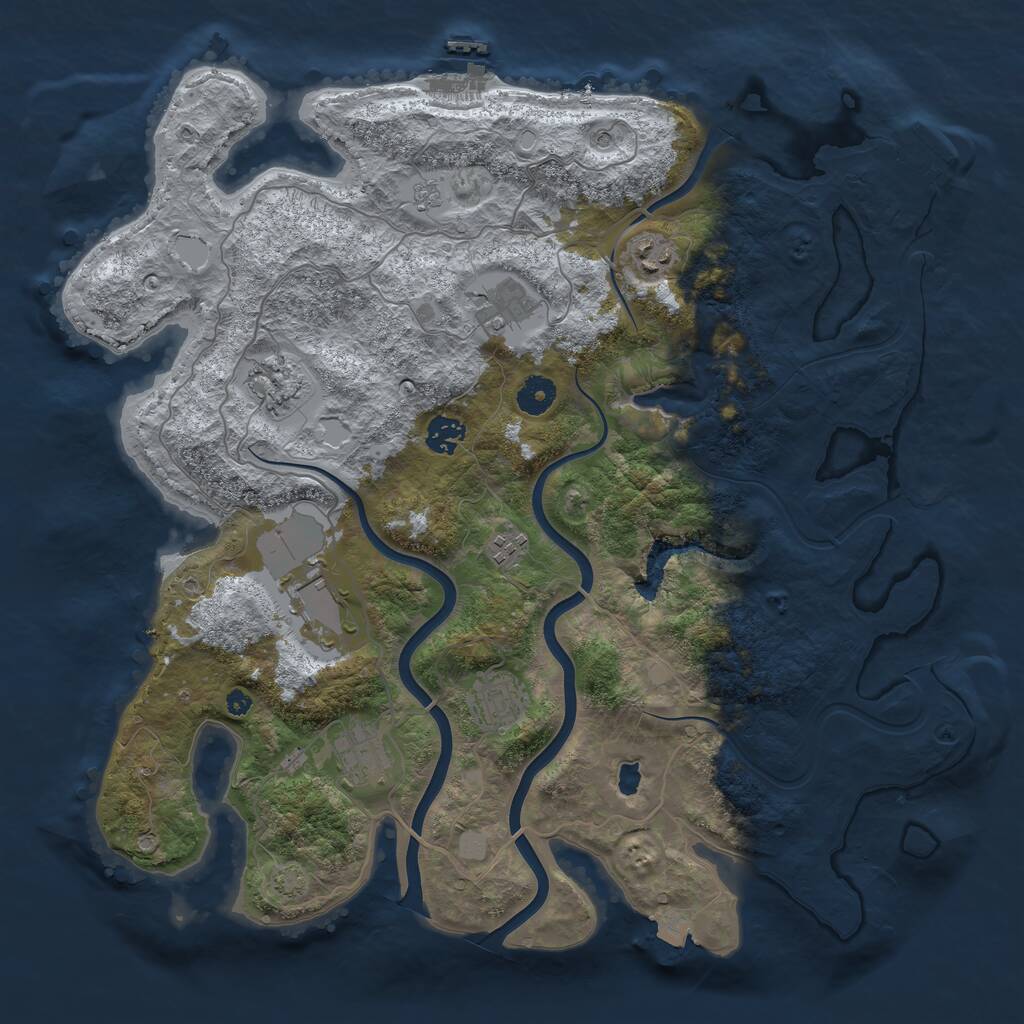 Rust Map: Procedural Map, Size: 4000, Seed: 1107148271, 14 Monuments
