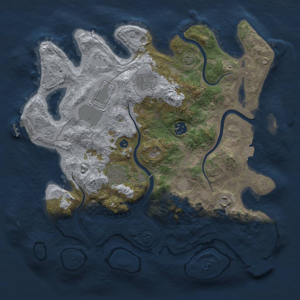 Rust Map: Procedural Map, Size: 3500, Seed: 346734066, 12 Monuments