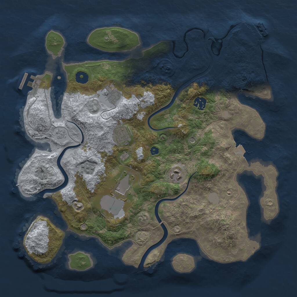 Rust Map: Procedural Map, Size: 3500, Seed: 908345467, 12 Monuments