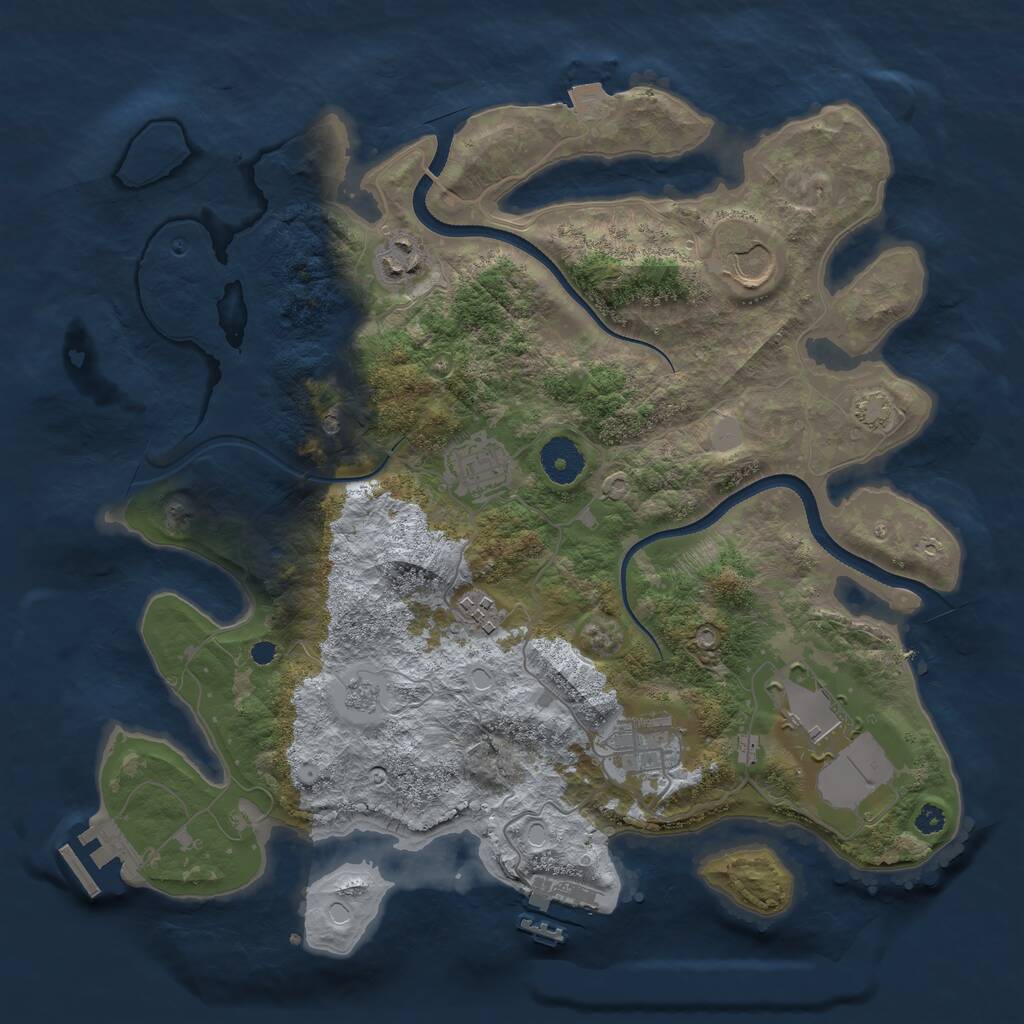 Rust Map: Procedural Map, Size: 3500, Seed: 1702967764, 12 Monuments