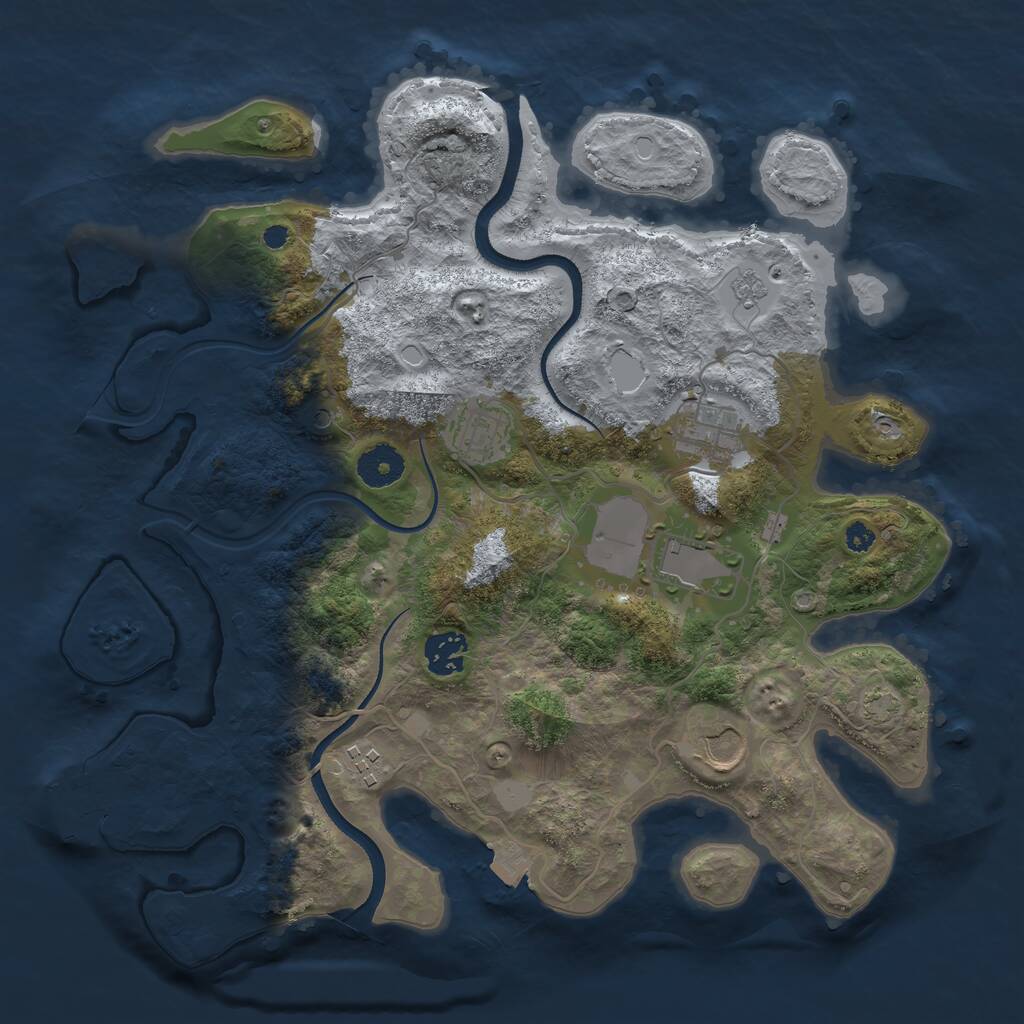Rust Map: Procedural Map, Size: 3500, Seed: 572629155, 11 Monuments